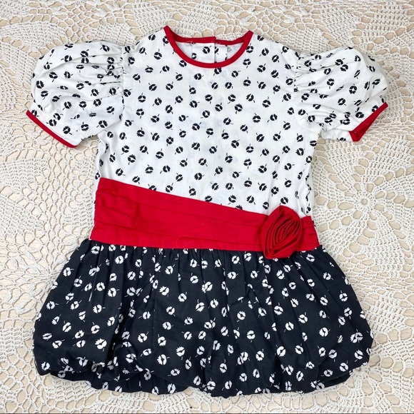 Vintage bubble hem floral contrast tunic